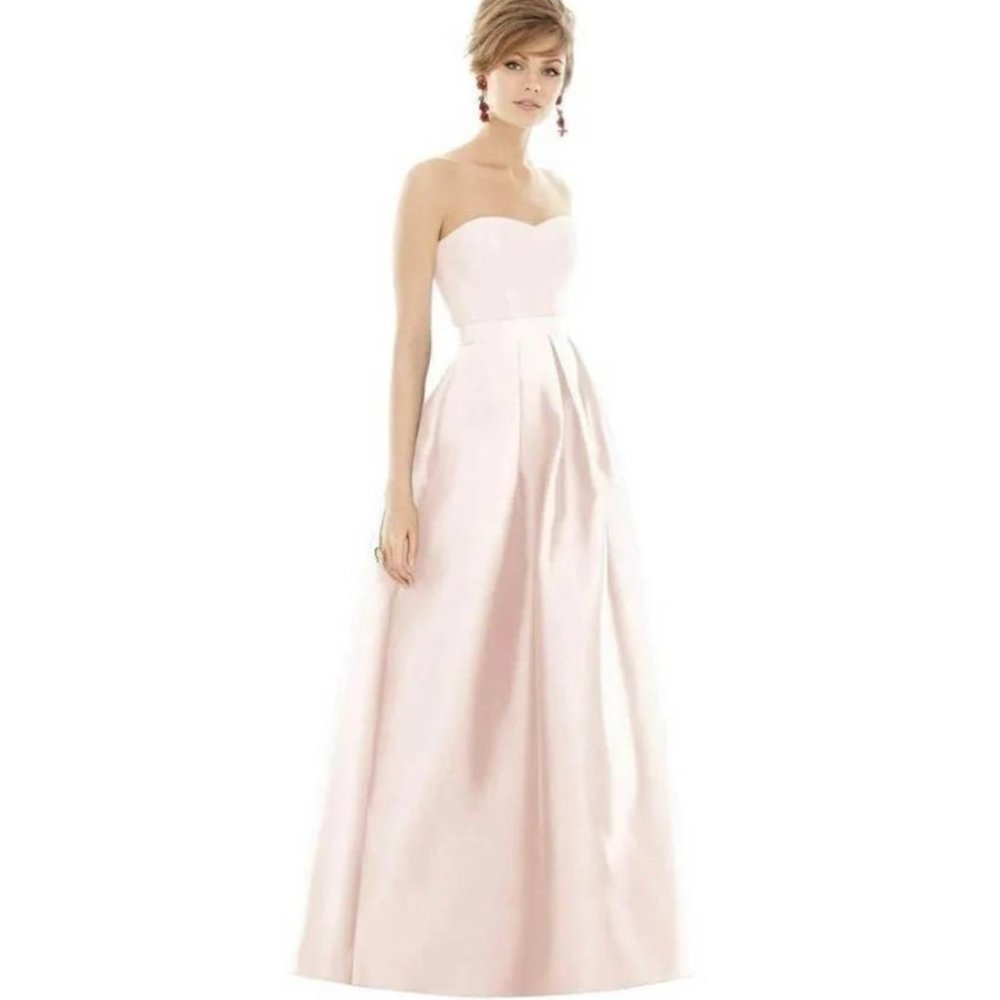 NWT Alfred Sung Strapless Pleated Maxi Dress